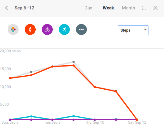 Google Fit walking statistics